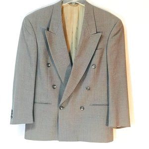 Christian Dior Vintage Double Breasted Sport Coat Jacket 38S Plaid Gray